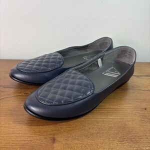AEROSOLES Loafers Women's Sz 8 M Navy Blue Quilted Classic Comfort Flats Career